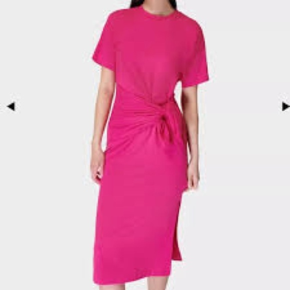 NWT Sweaty Betty Mellow Front Midi T-Shirt Dress Anthropology Pink Small